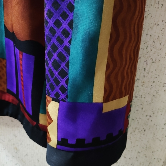 Vintage Caron Chicago Abstract Blouse Long sleeves Aztec Size 10 USA Clean - Picture 6 of 10